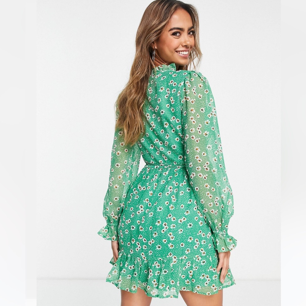 Green floral dress chiffon ! New with tag
